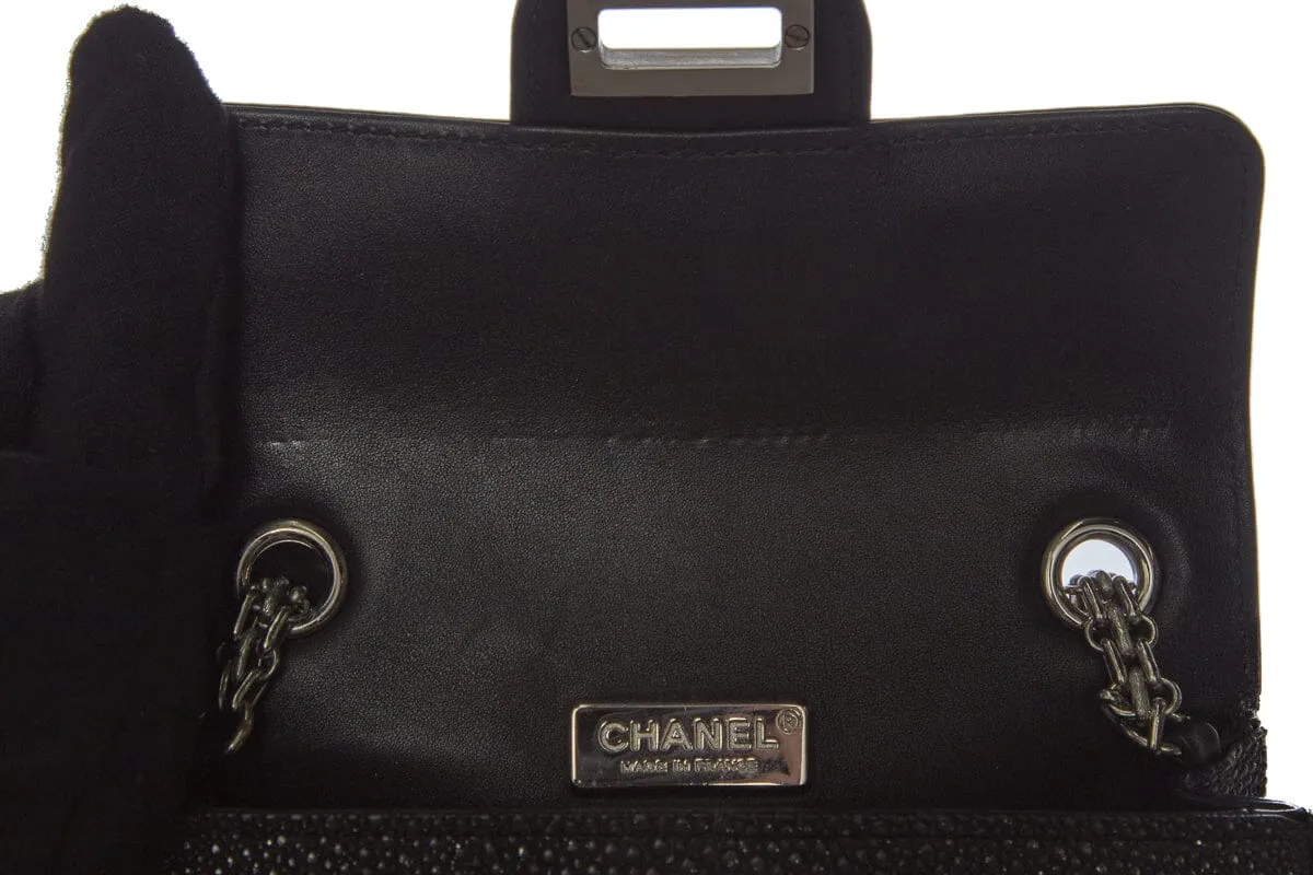 2012 Black Rare Chanel Stingray Strass Galuchat Reissue Bag