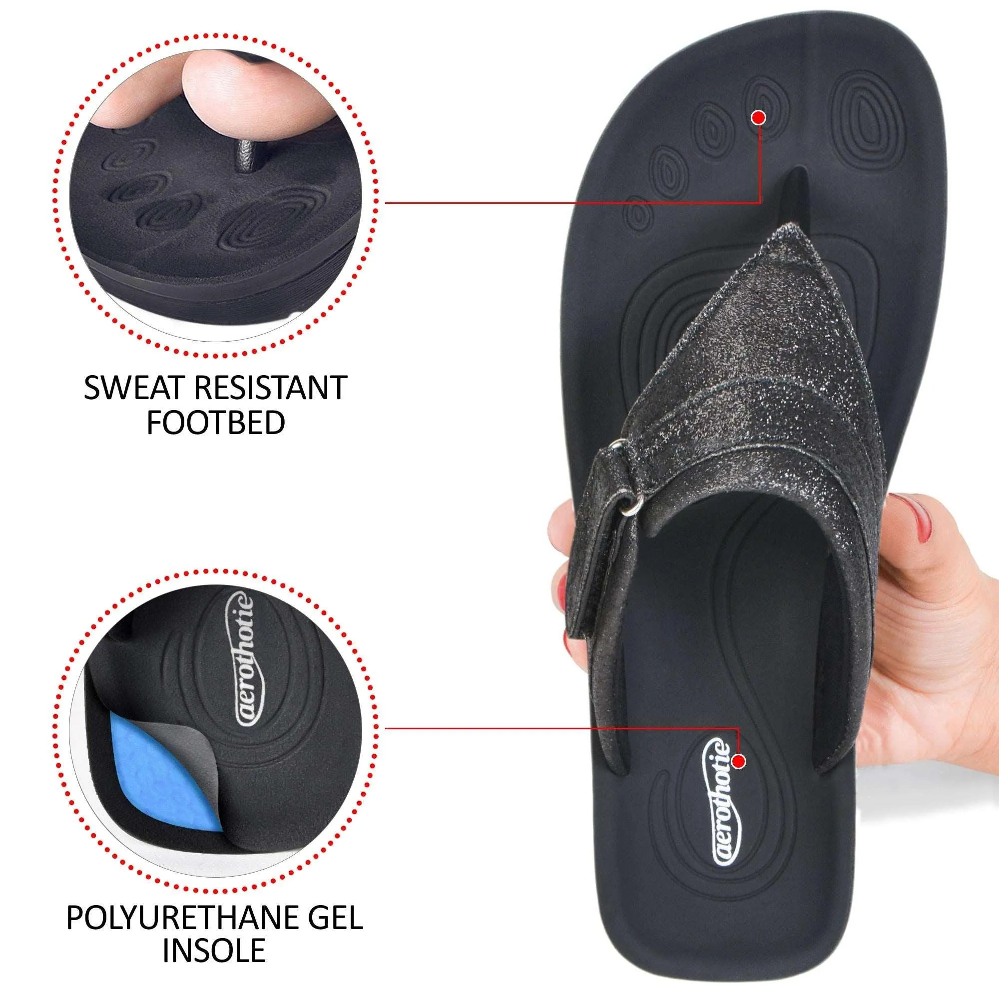 Aerothotic - Glynis Comfortable Casual Thong Women’s Walking Sandals.