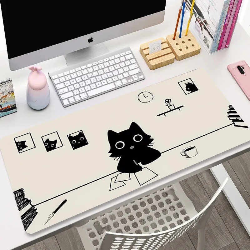 Alfombrilla de ratón con diseño de gato japonés,  900x400