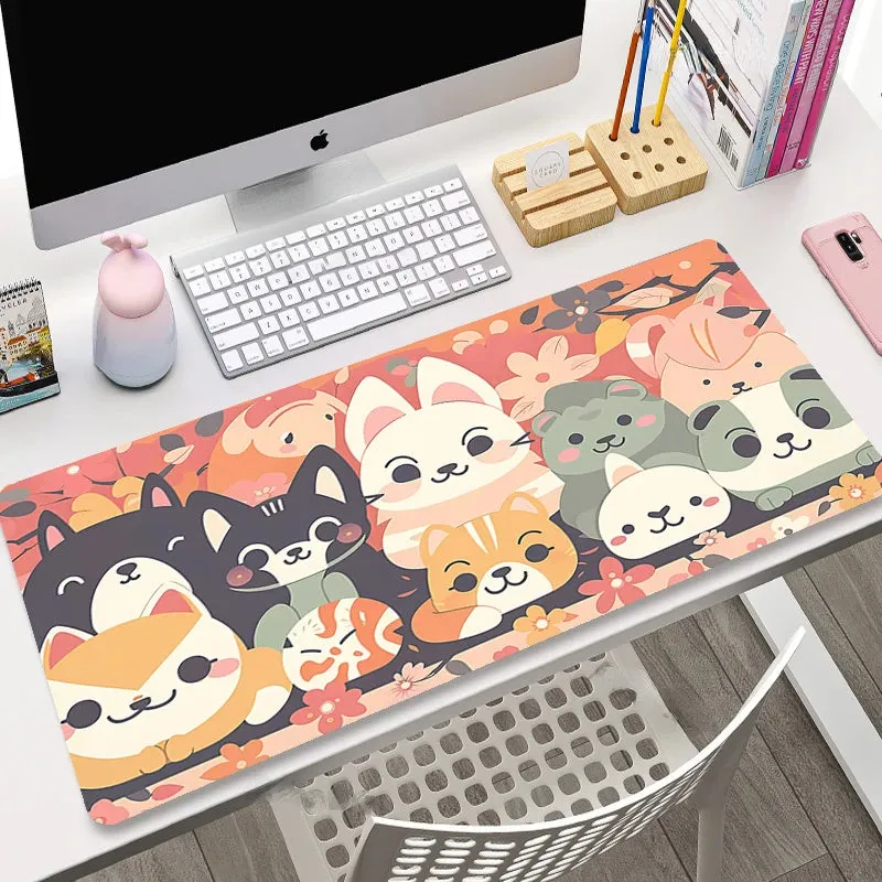 Alfombrilla de ratón con diseño de gato japonés,  900x400