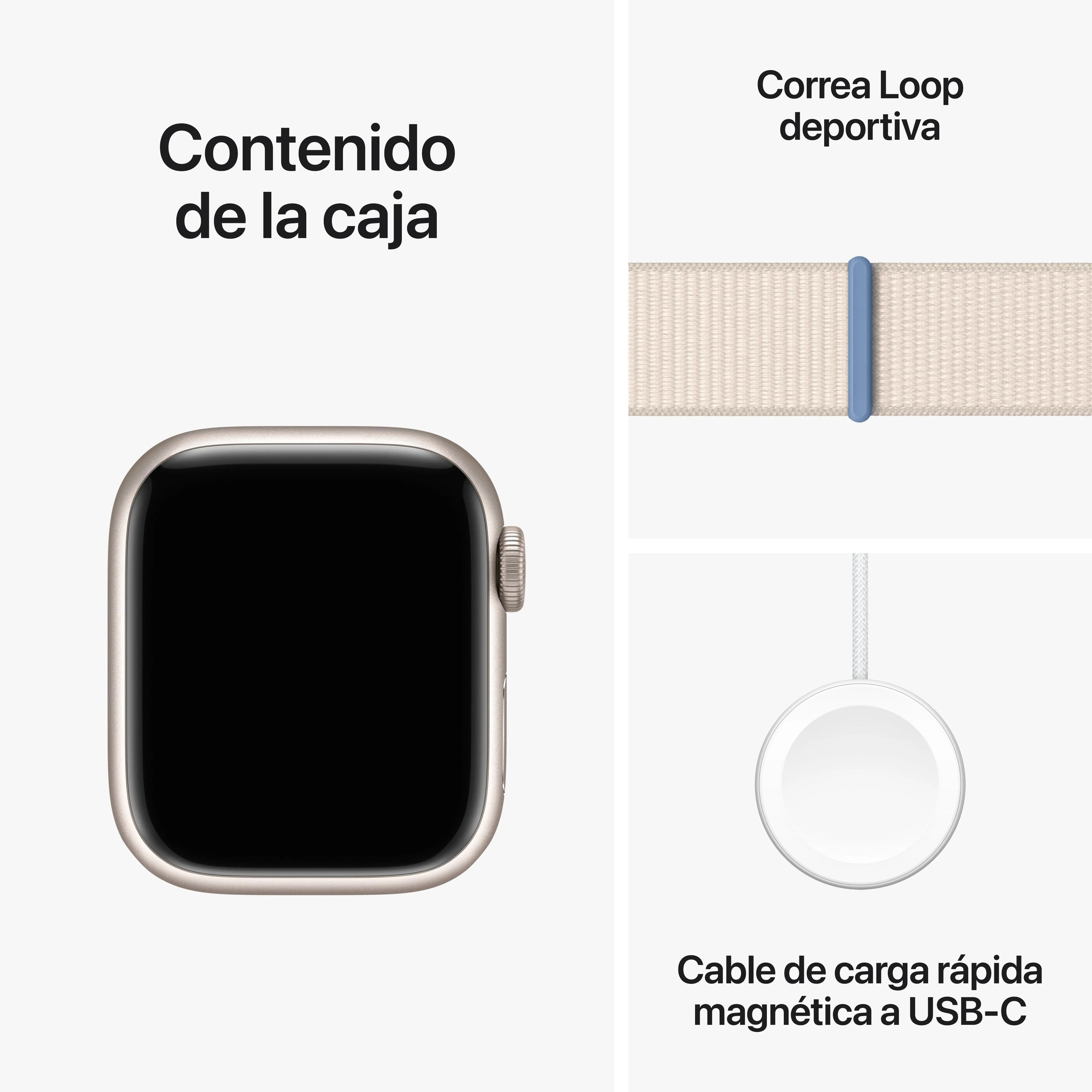 Apple Watch Series 9 (GPS) - Caja de aluminio en blanco estrella de 41 mm - Correa Loop deportiva blanco estrella