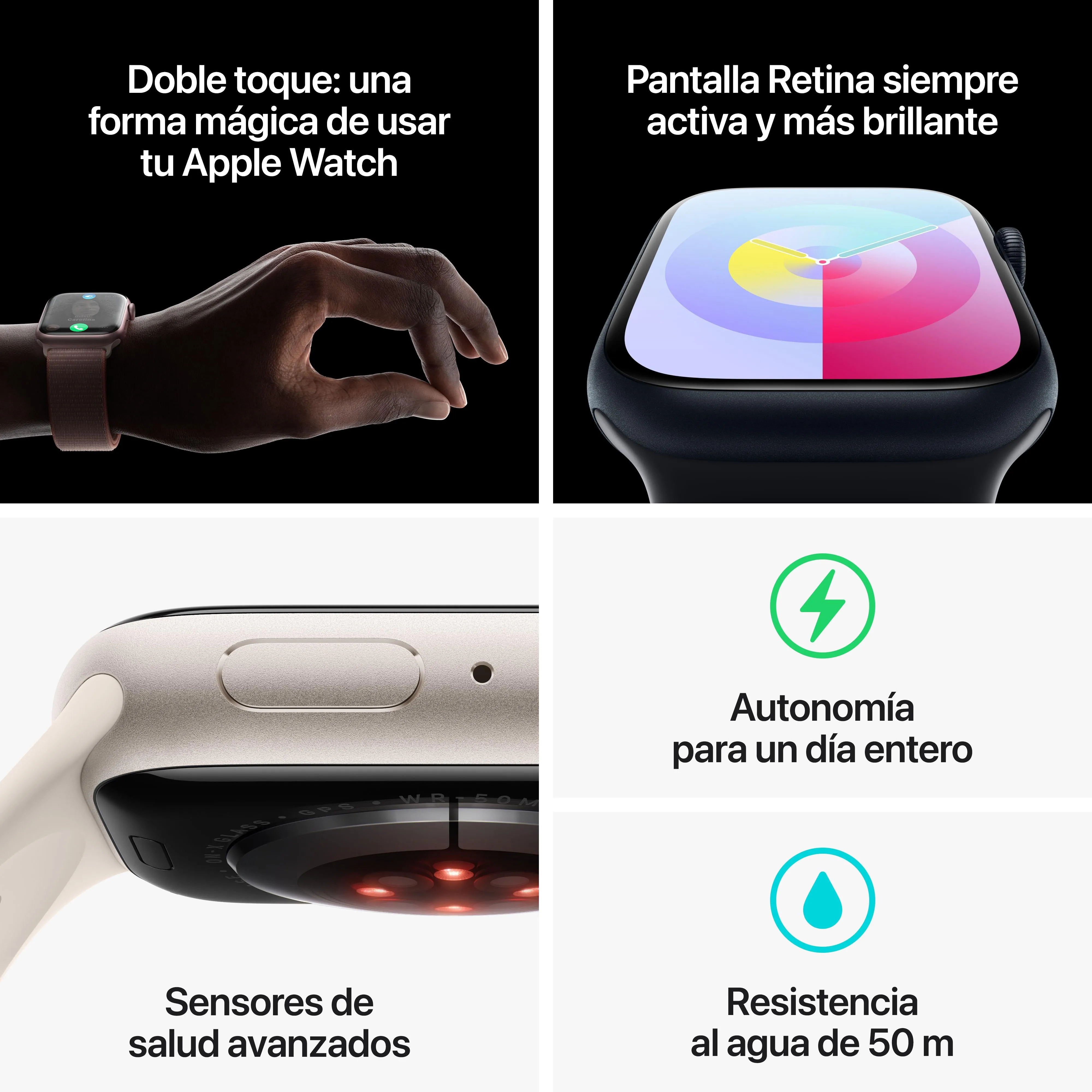 Apple Watch Series 9 (GPS) - Caja de aluminio en blanco estrella de 41 mm - Correa Loop deportiva blanco estrella