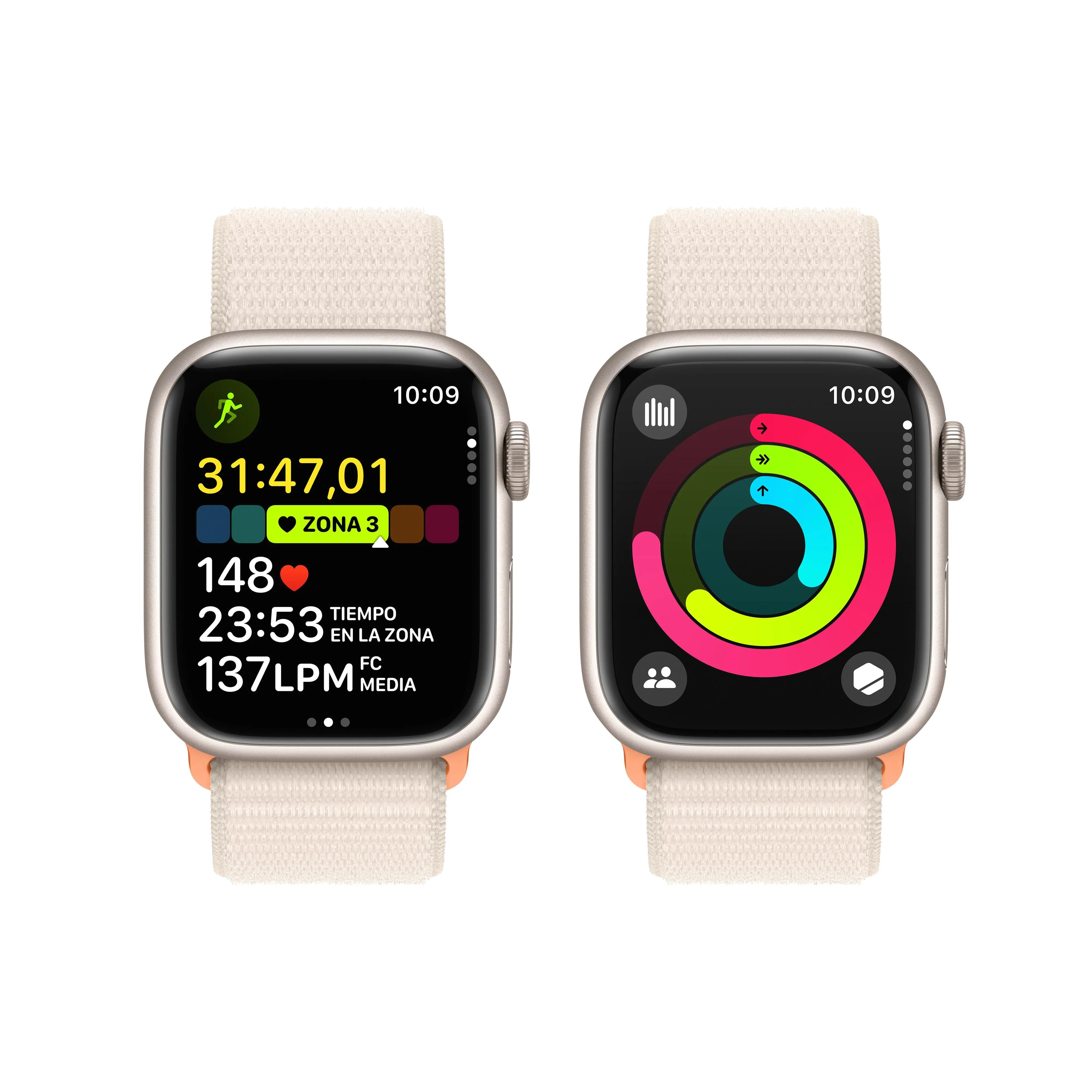 Apple Watch Series 9 (GPS) - Caja de aluminio en blanco estrella de 41 mm - Correa Loop deportiva blanco estrella