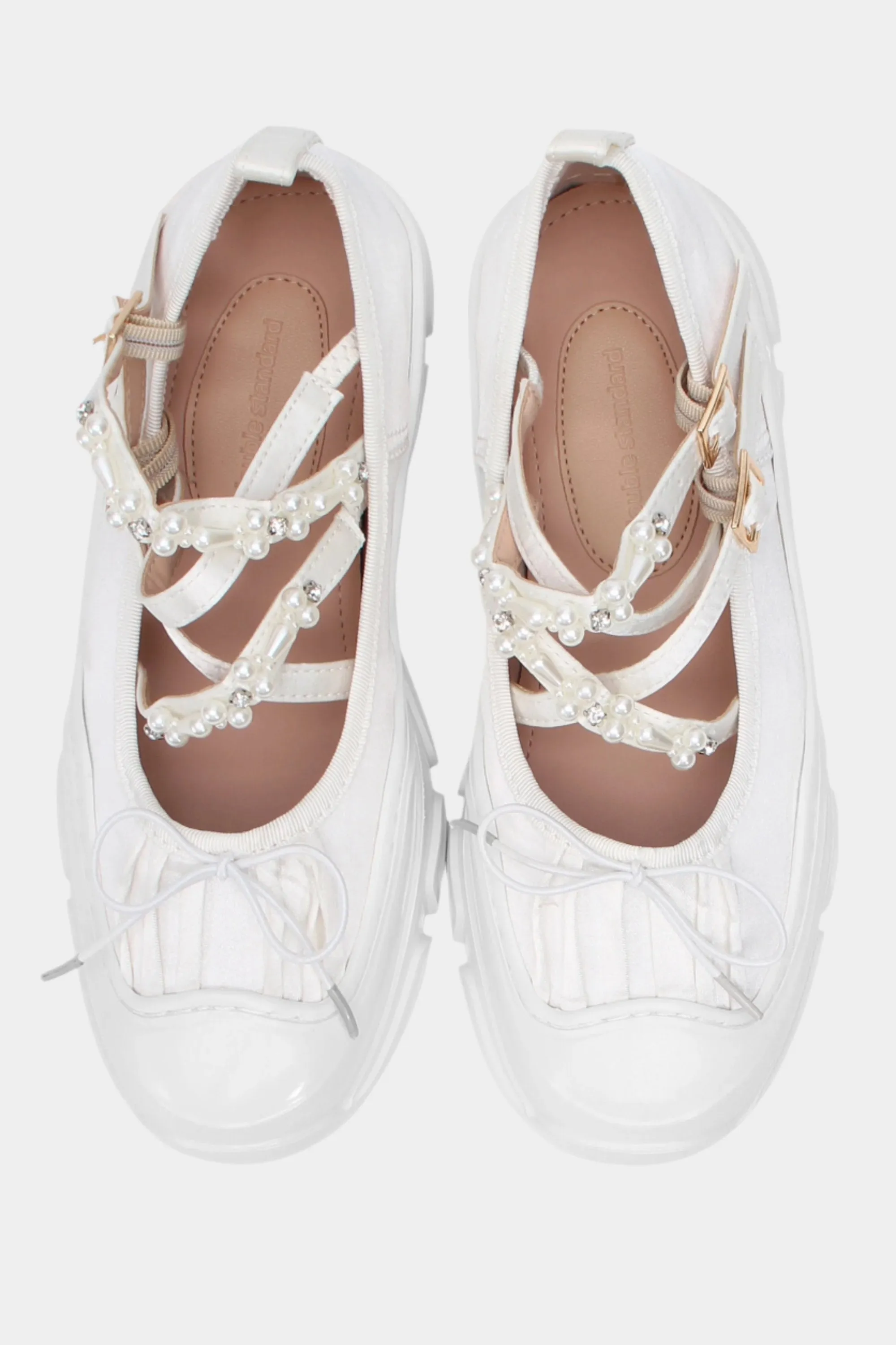 Ballet Sneakers - White with Pearls