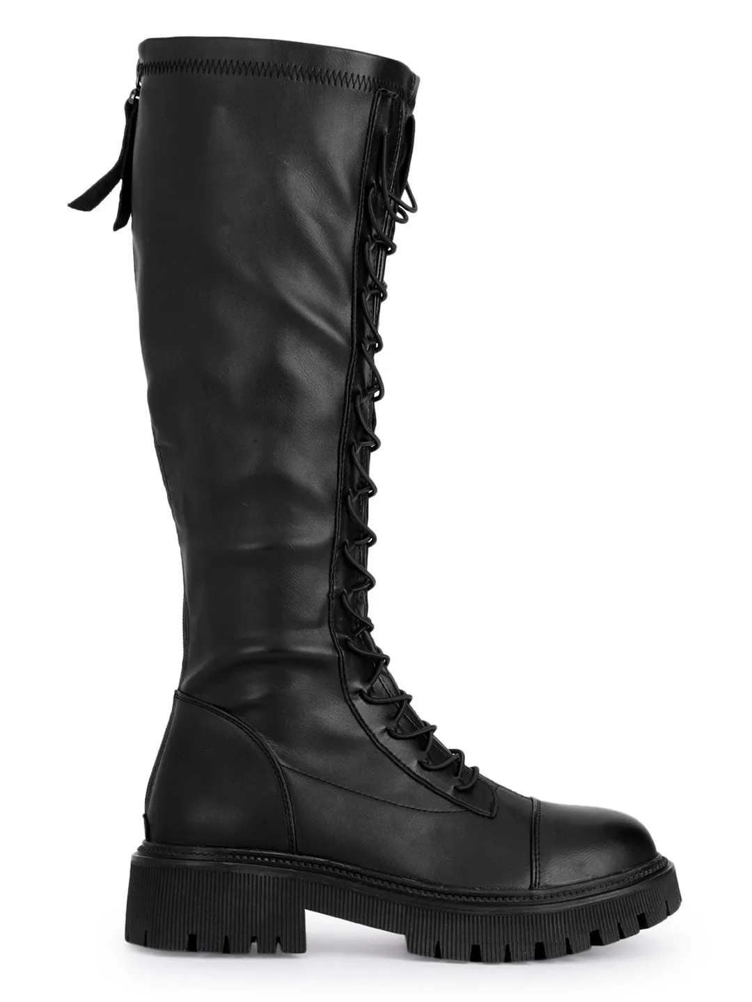 Black PU High-End-Fashion Stylish Long Boots (TC-RS3702-BLK)