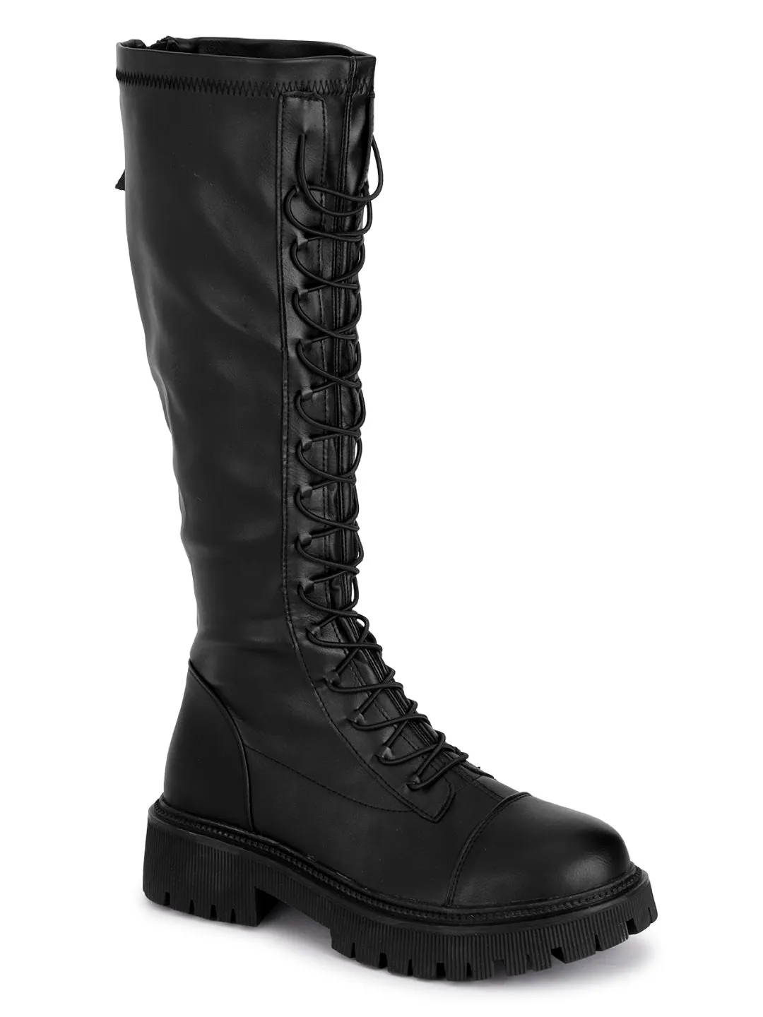 Black PU High-End-Fashion Stylish Long Boots (TC-RS3702-BLK)