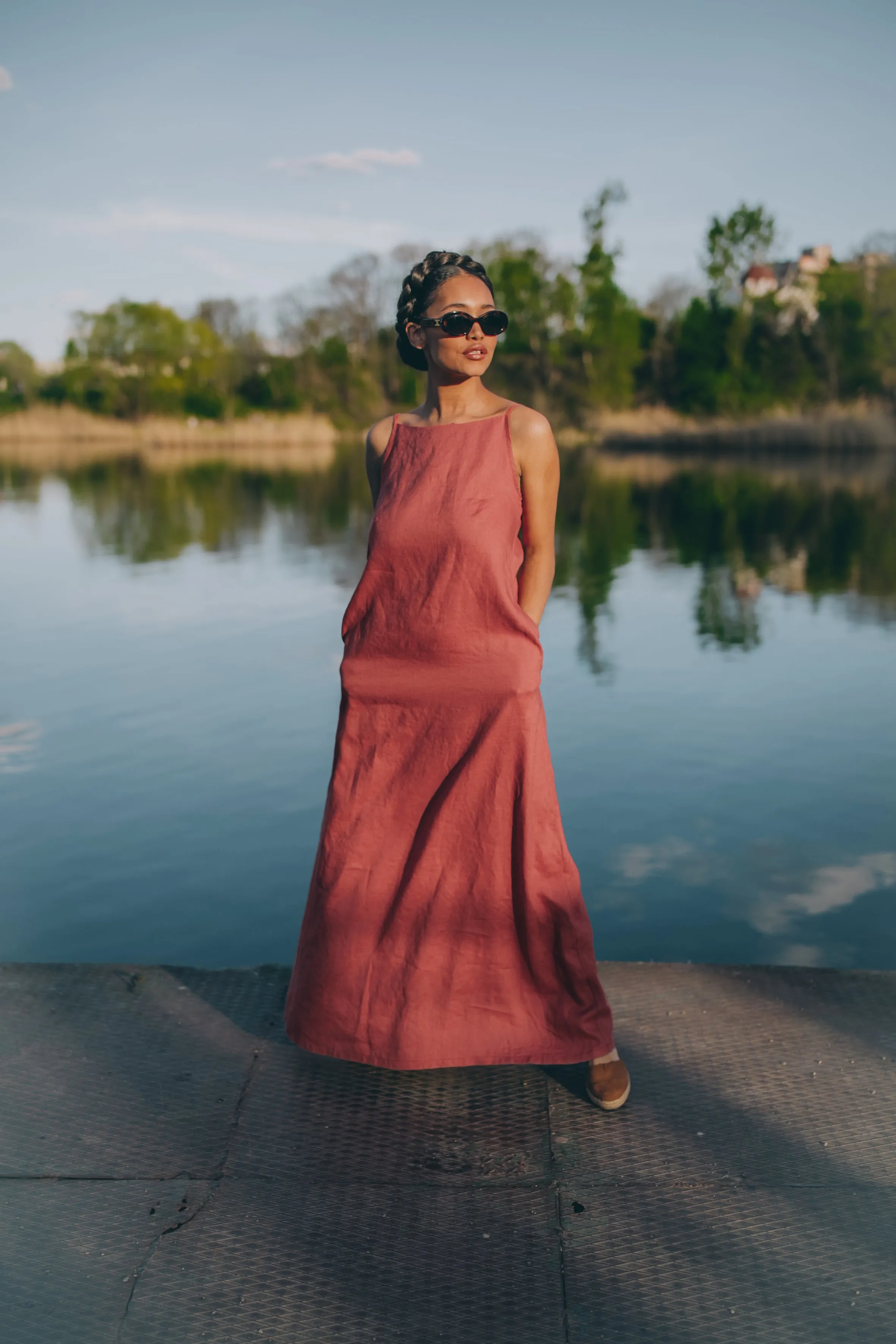 Boatneck Linen Maxi Dress