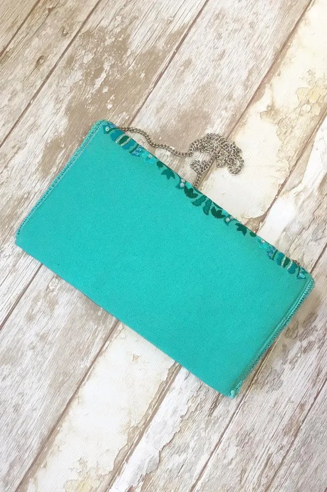 Bolso boho tipo sobre verde turquesa - INDIA