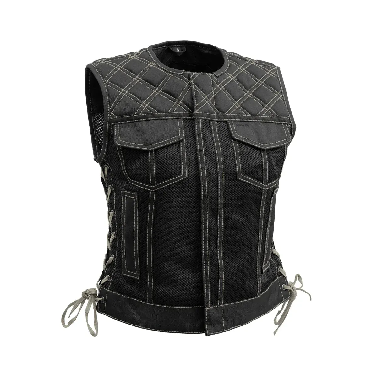 Bonnie Moto Mesh Women's Motorcycle Vest - Diamond Quilt