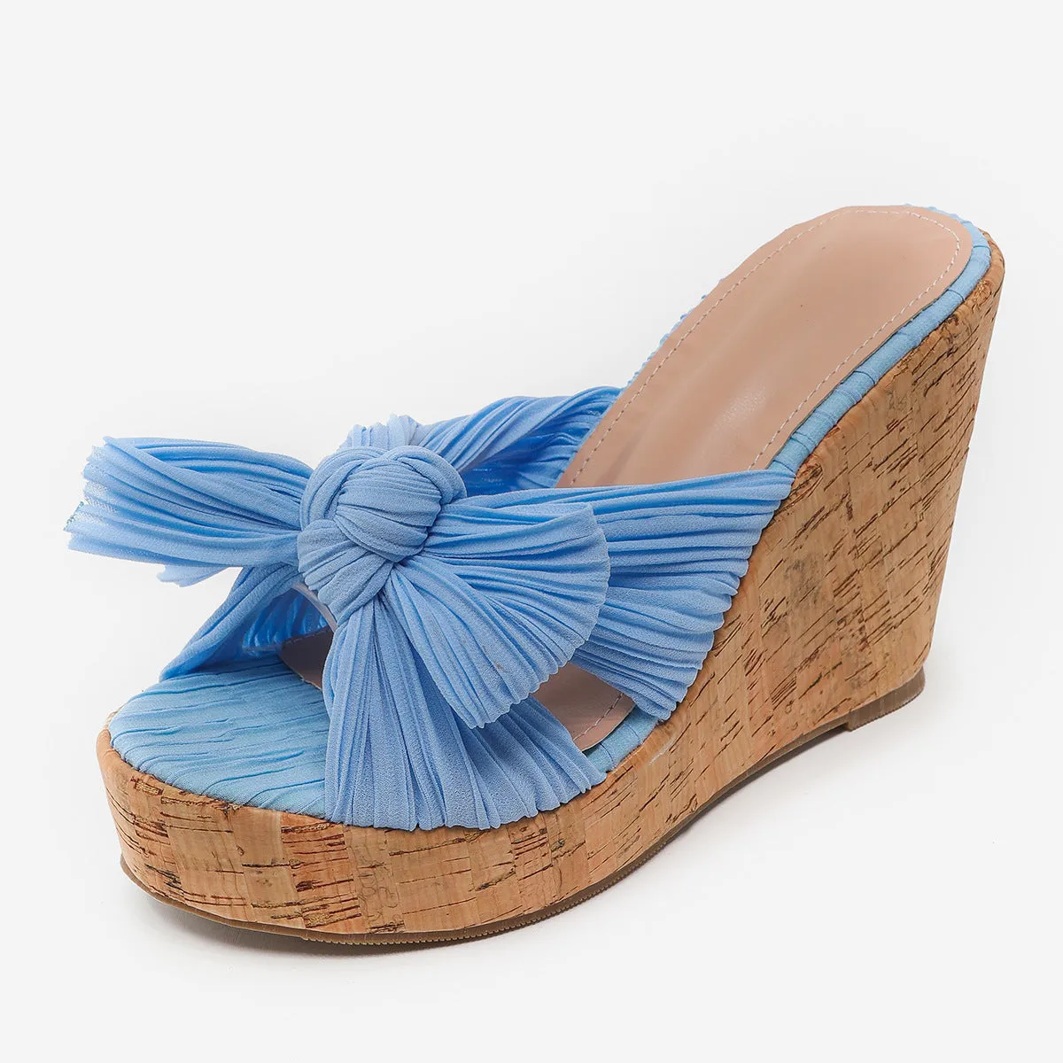 Bow Decor Wedge Slip On Sandals (7 colors)