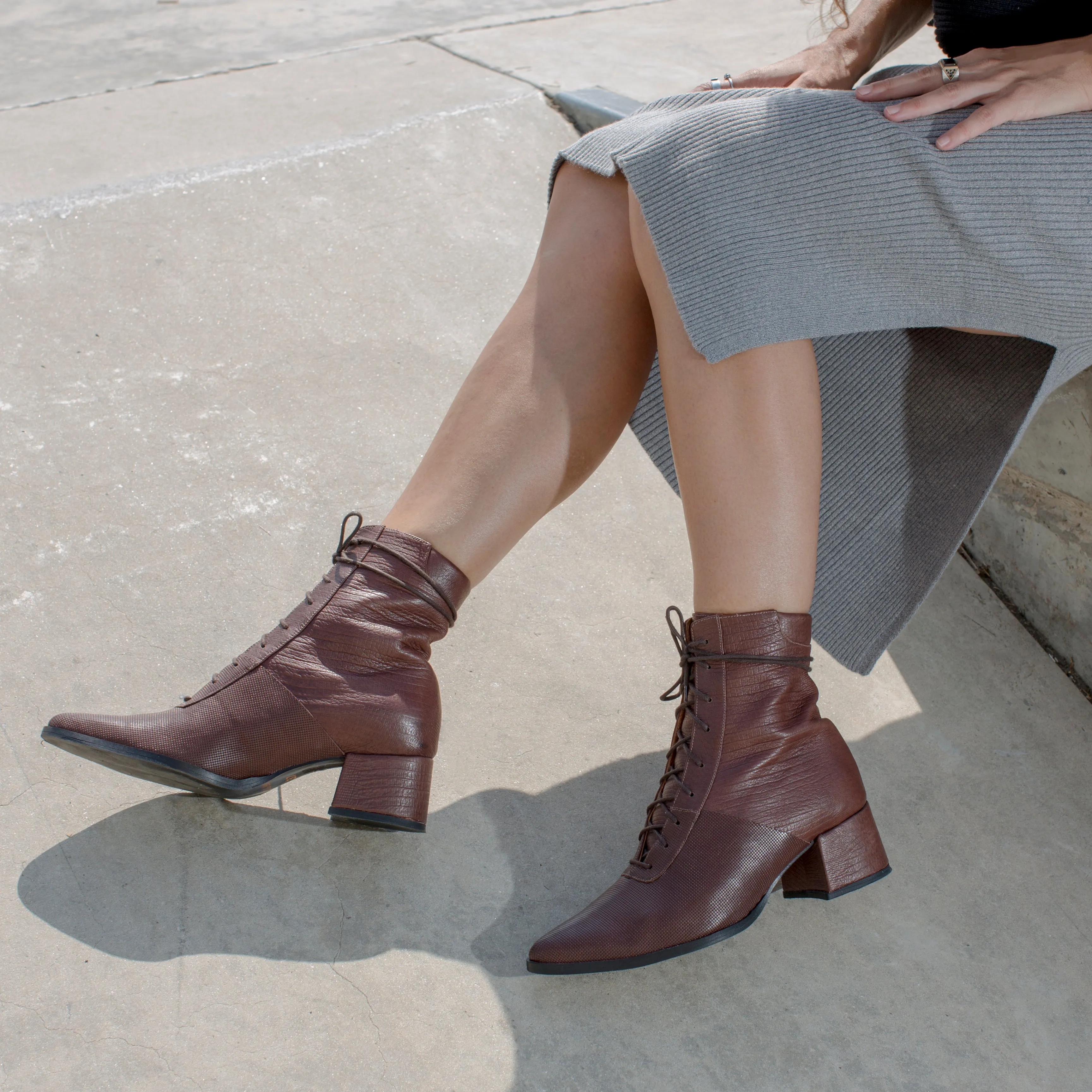 Brown Leather Boots- Koniak