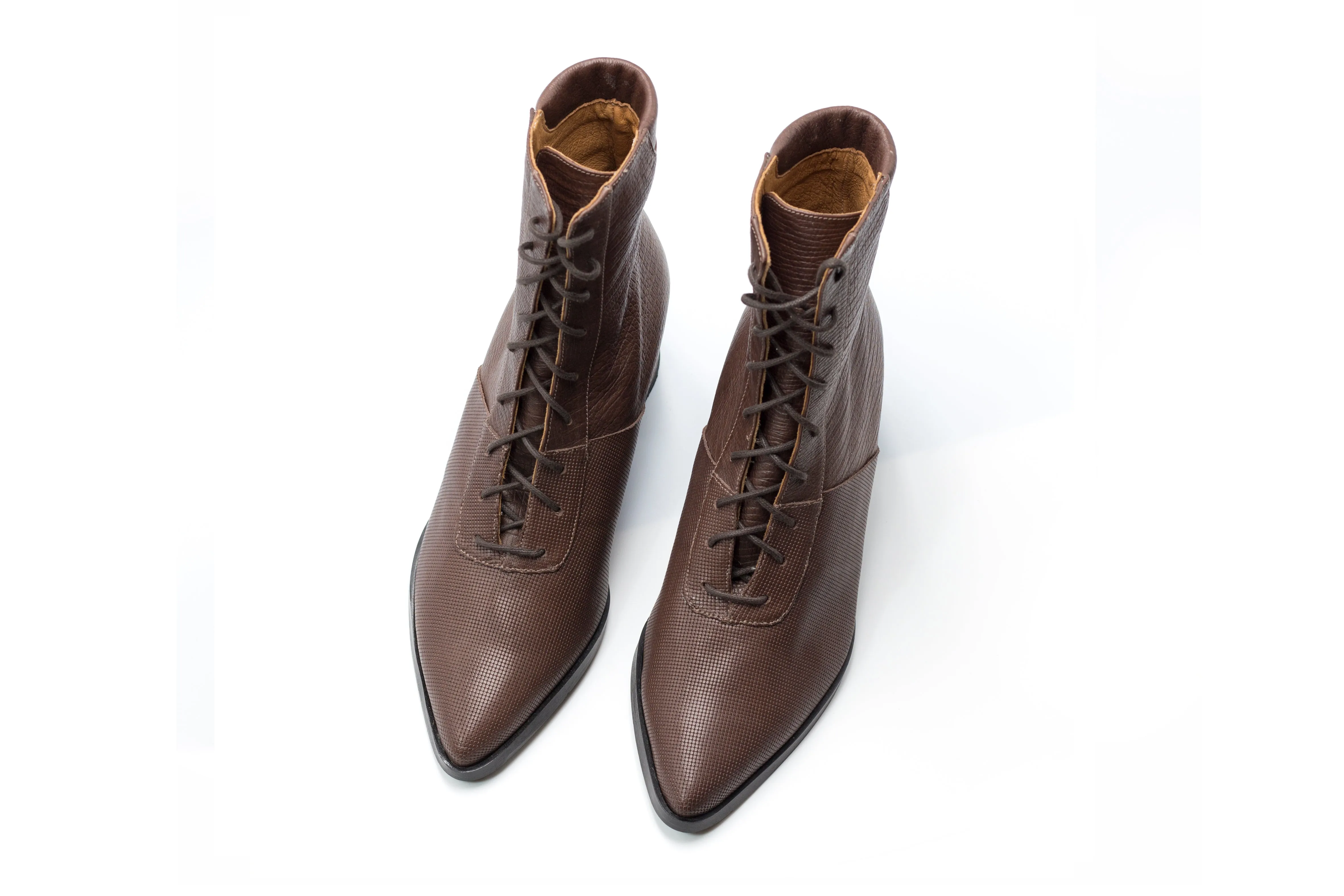 Brown Leather Boots- Koniak