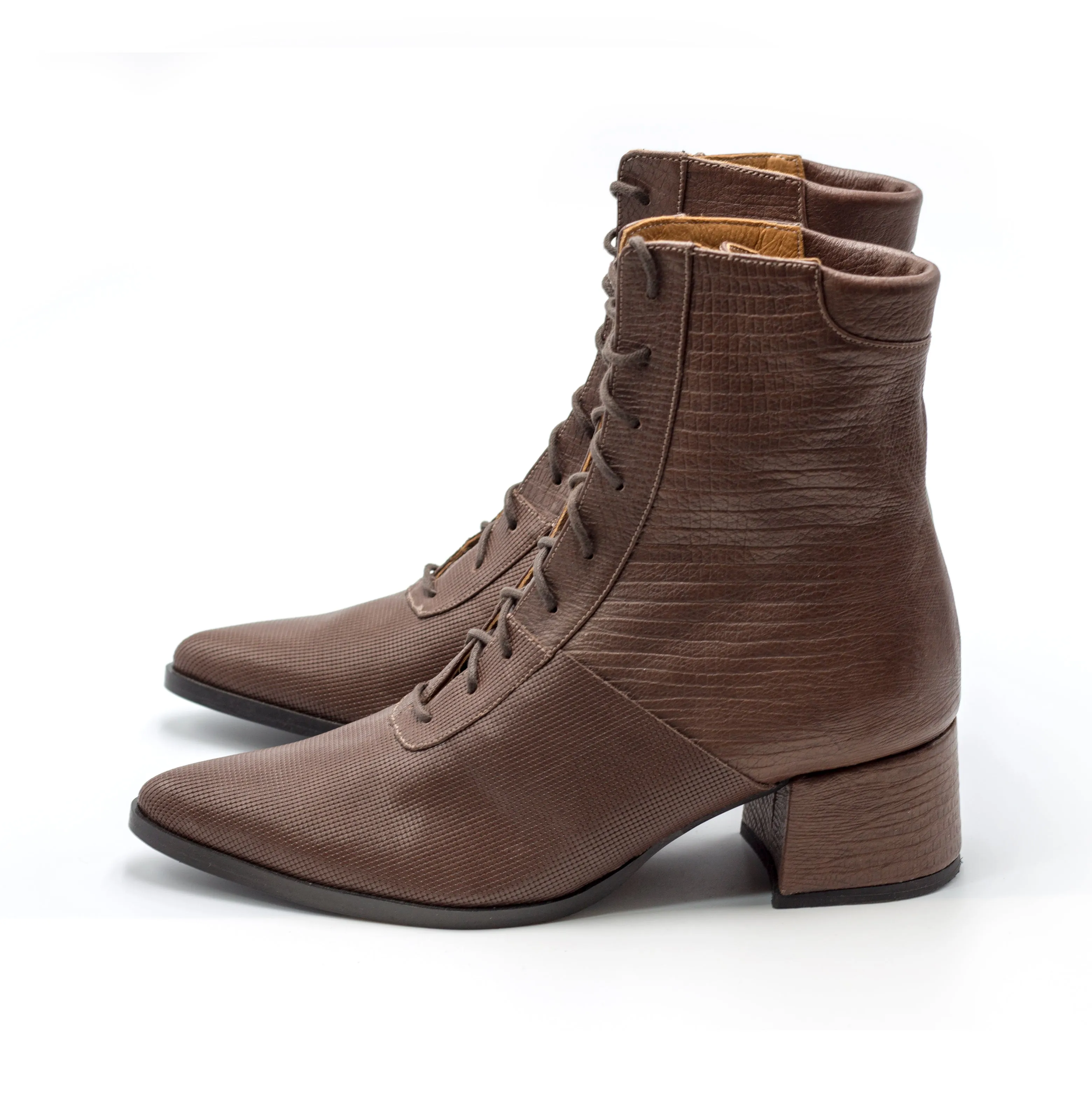 Brown Leather Boots- Koniak