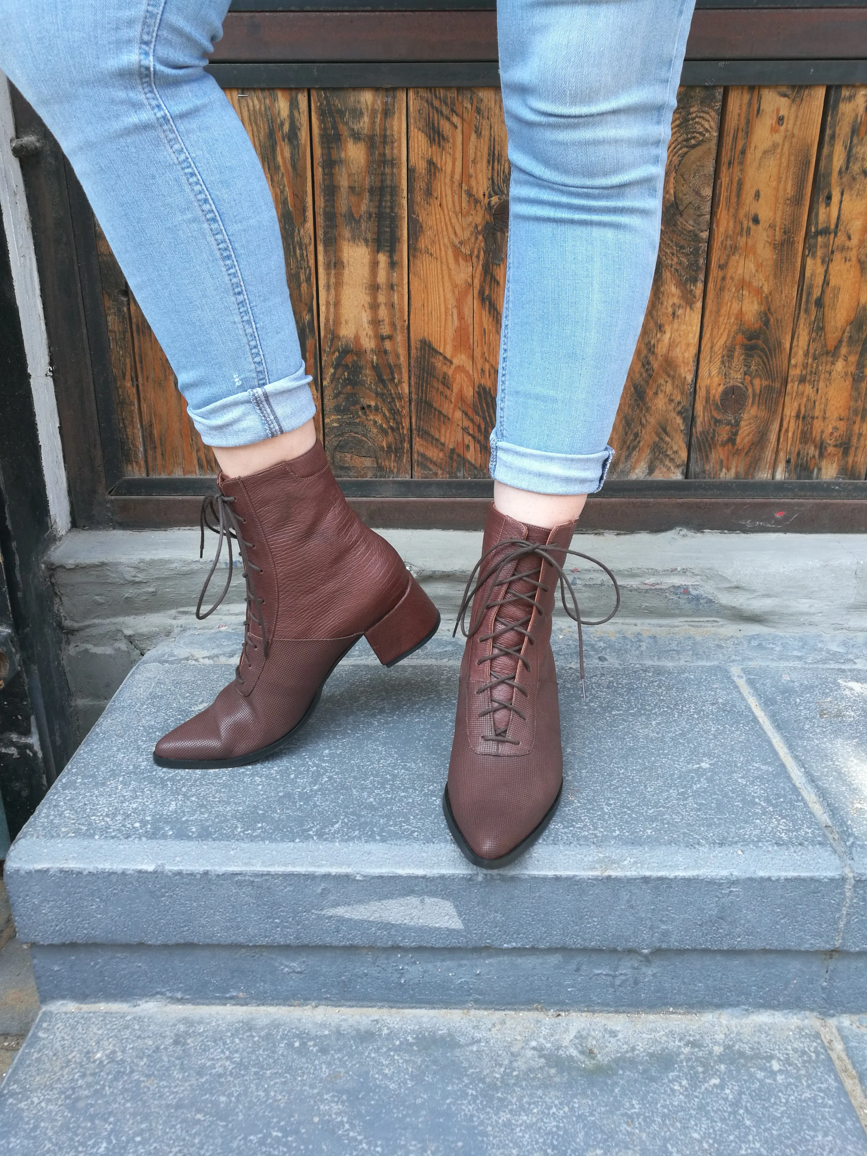 Brown Leather Boots- Koniak