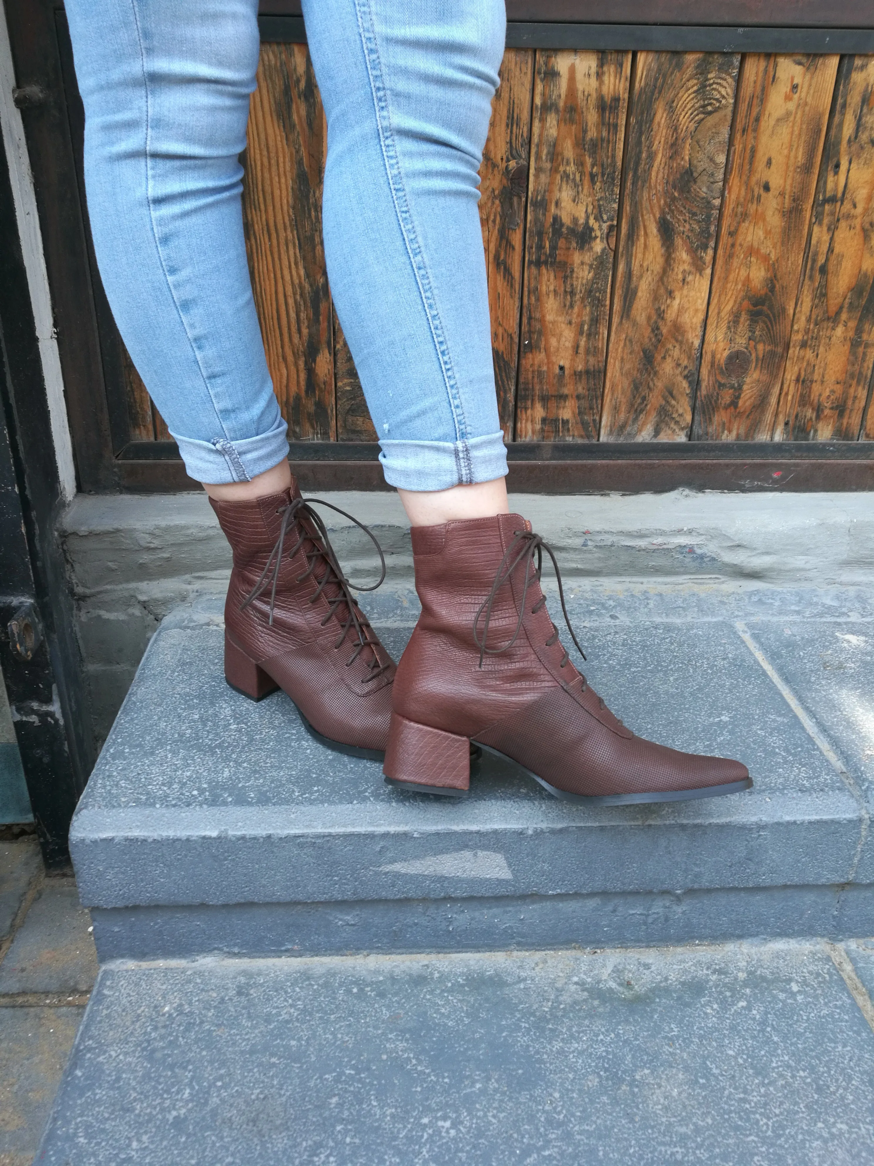 Brown Leather Boots- Koniak