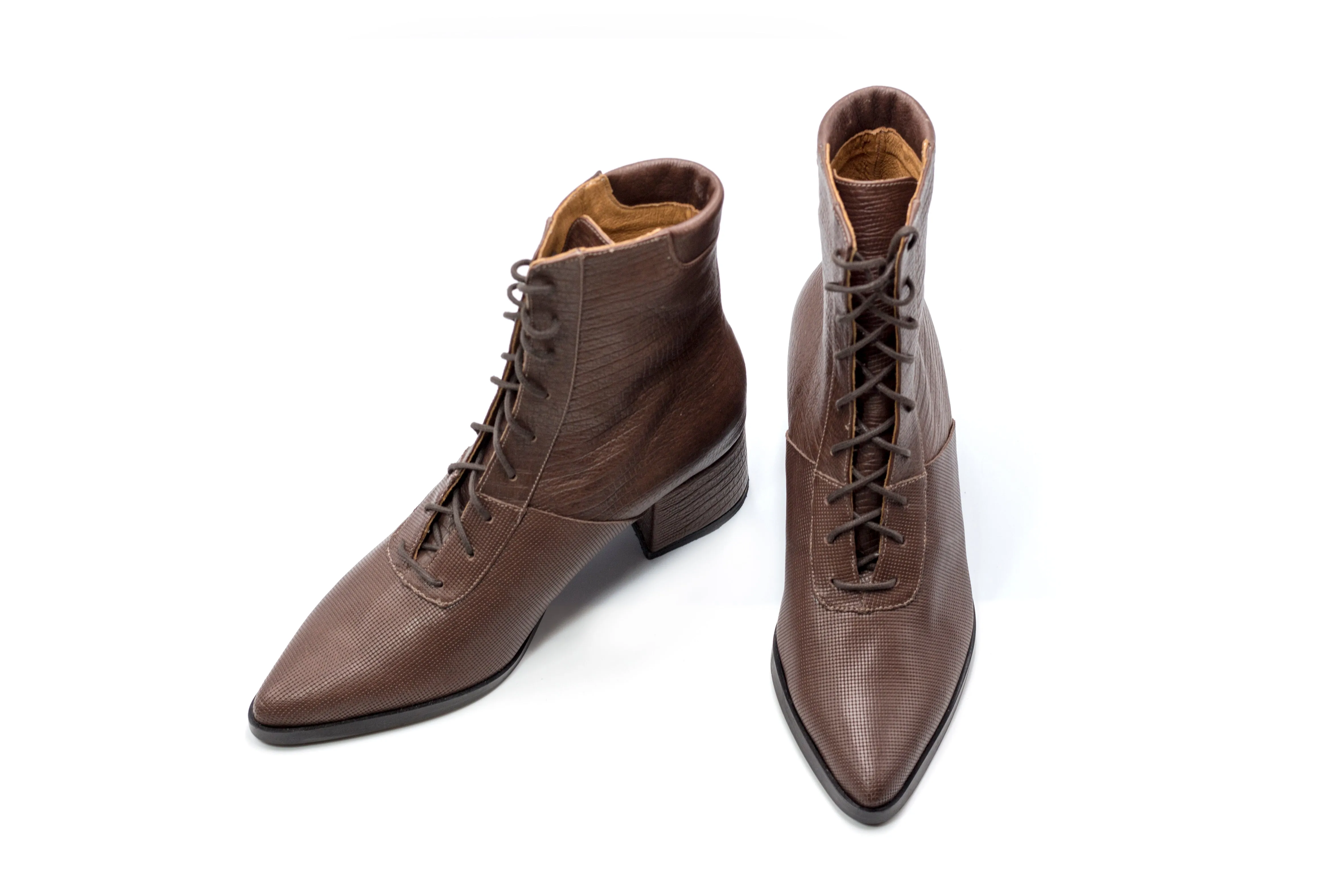 Brown Leather Boots- Koniak