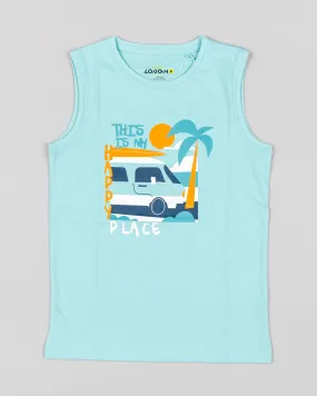 Camiseta Esqueleto Happy Place Azul