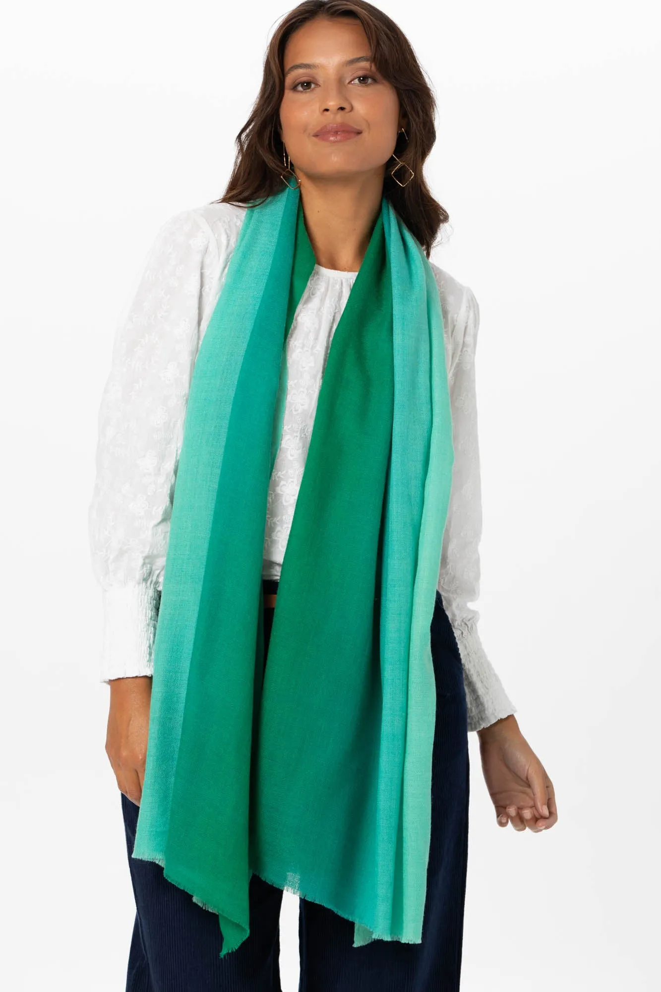 Cashmere Scarf Green Ombre