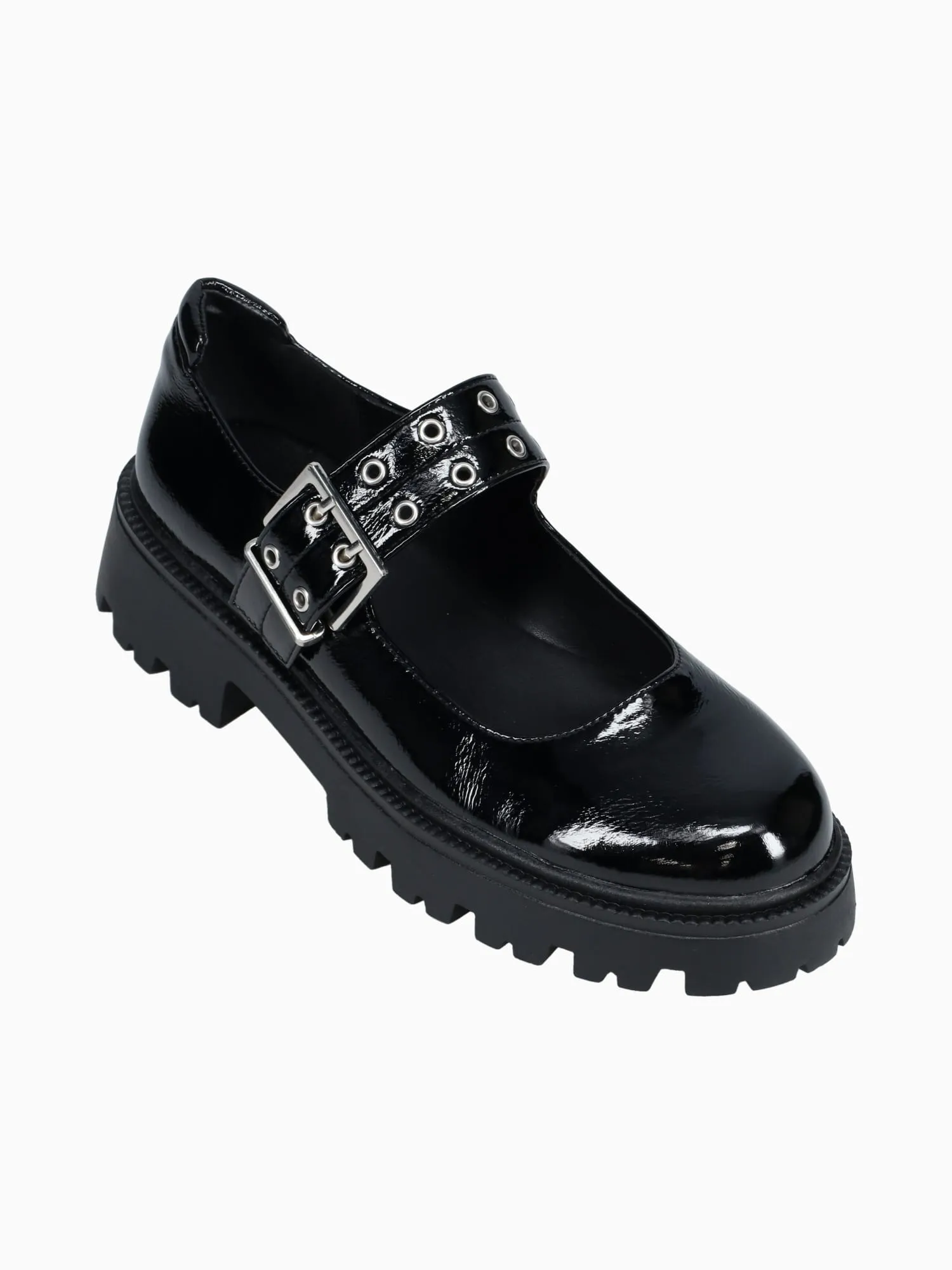 Cecilia Black Crinkled Patent