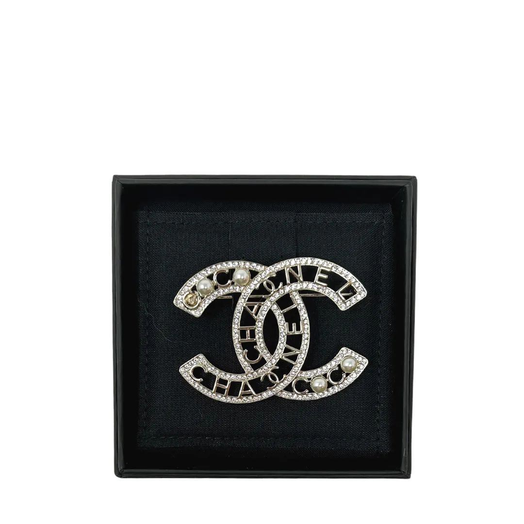 Chanel Strass & Pearl CC Brooch