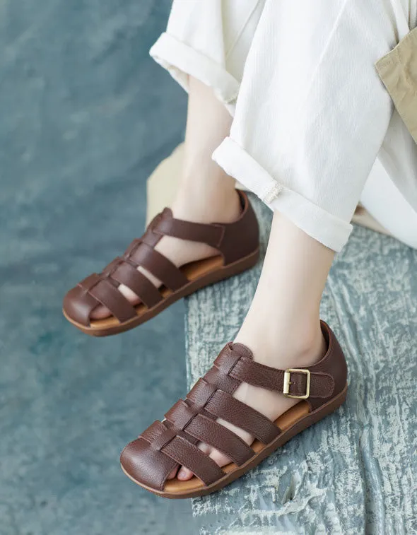 Comfortable Square Toe Retro Flat Fishermen Sandals