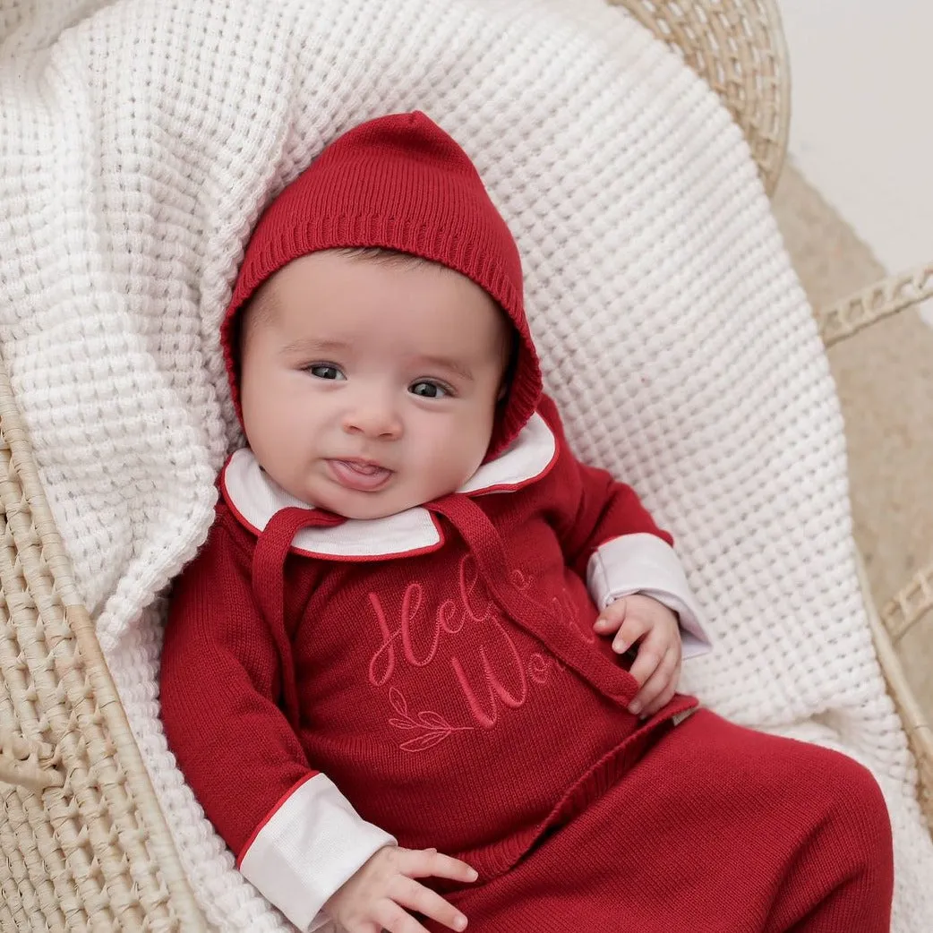 Conjunto - Saída Maternidade Tricot - VERMELHO