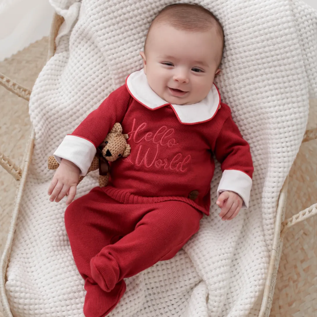 Conjunto - Saída Maternidade Tricot - VERMELHO