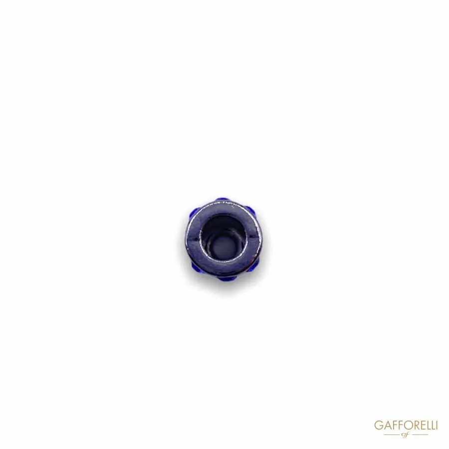 Cord End in the Shape of a Cylinder with Blue Rhinestones 5372 - Gafforelli Srl