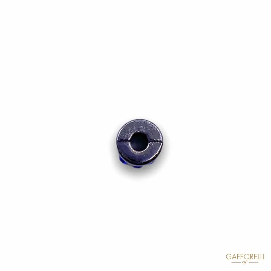 Cord End in the Shape of a Cylinder with Blue Rhinestones 5372 - Gafforelli Srl