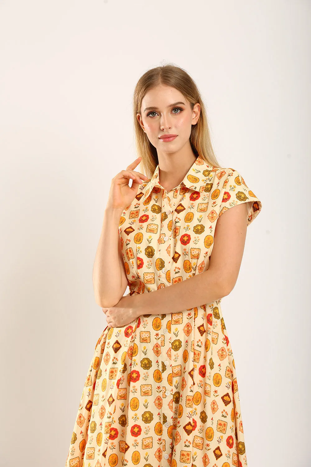 Dezza Midi Dress in Mandarin Floral