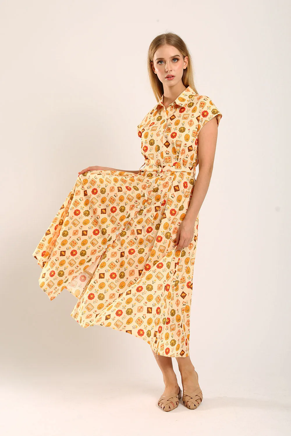 Dezza Midi Dress in Mandarin Floral