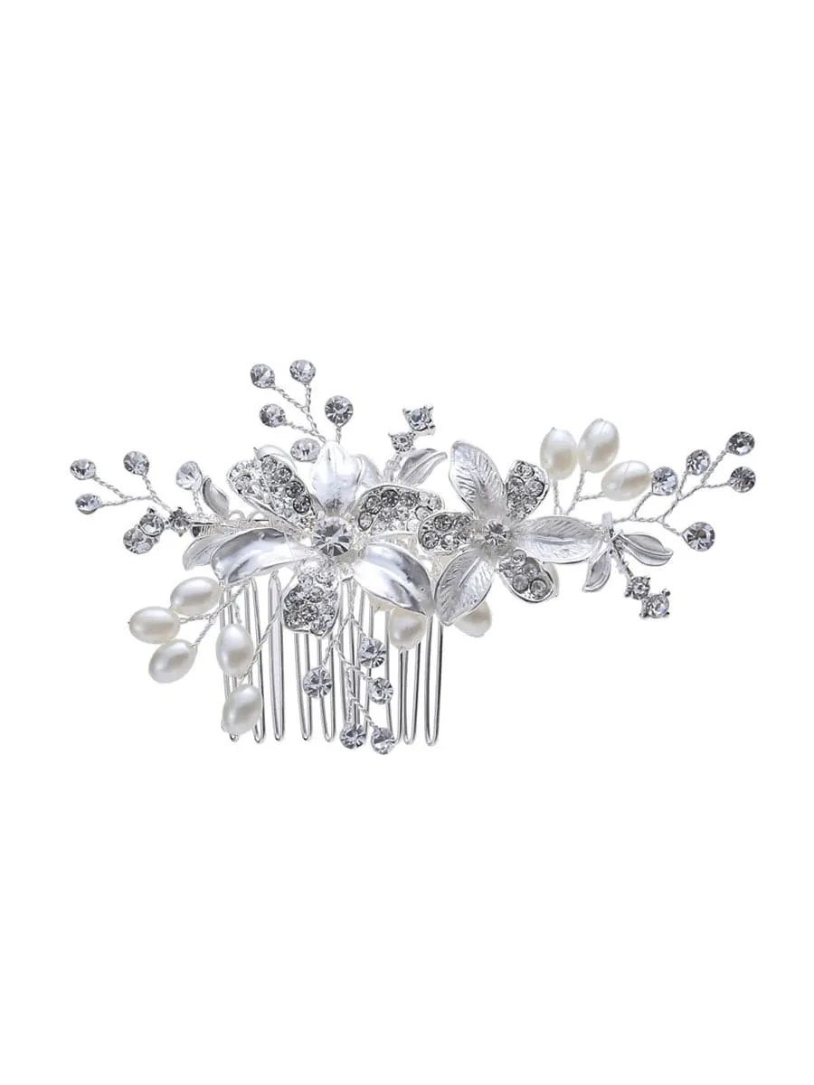 Elegant Handmade Hair Accessories Pearl Rhinestone Hair Comb