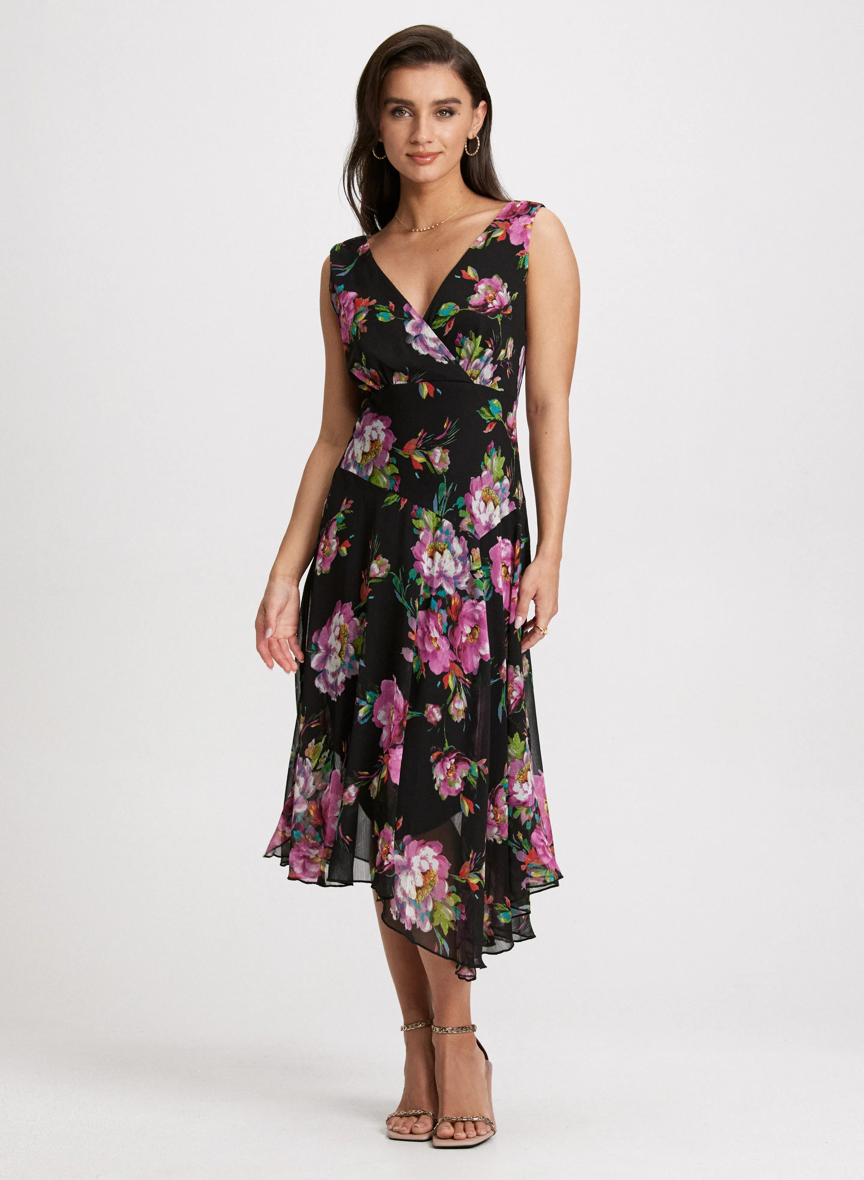 Floral Print Asymmetric Dress