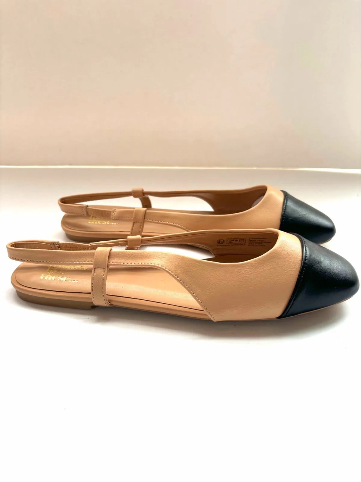 Friends Like These Nude/Black Toecap Slinger Flat Shoes UK 6