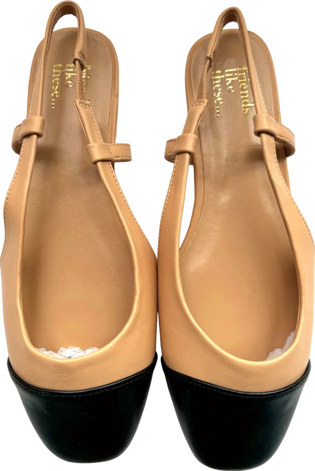 Friends Like These Nude/Black Toecap Slinger Flat Shoes UK 6