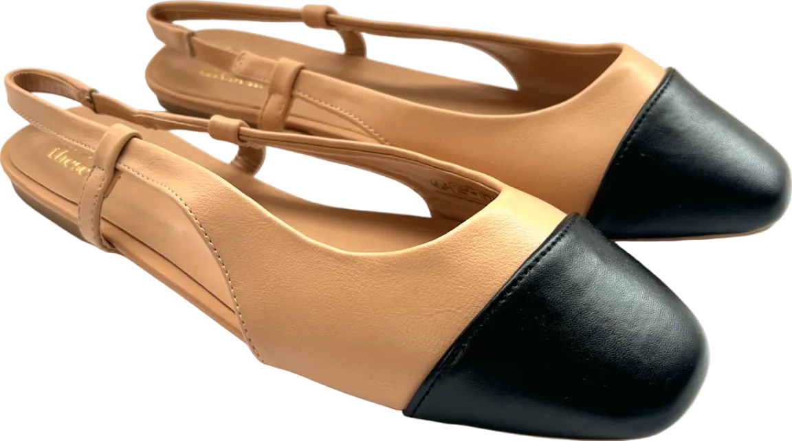 Friends Like These Nude/Black Toecap Slinger Flat Shoes UK 6