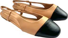 Friends Like These Nude/Black Toecap Slinger Flat Shoes UK 6