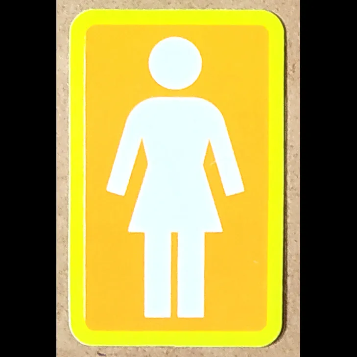 Girl Skateboard Sticker - Yellow/Orange/White Medium