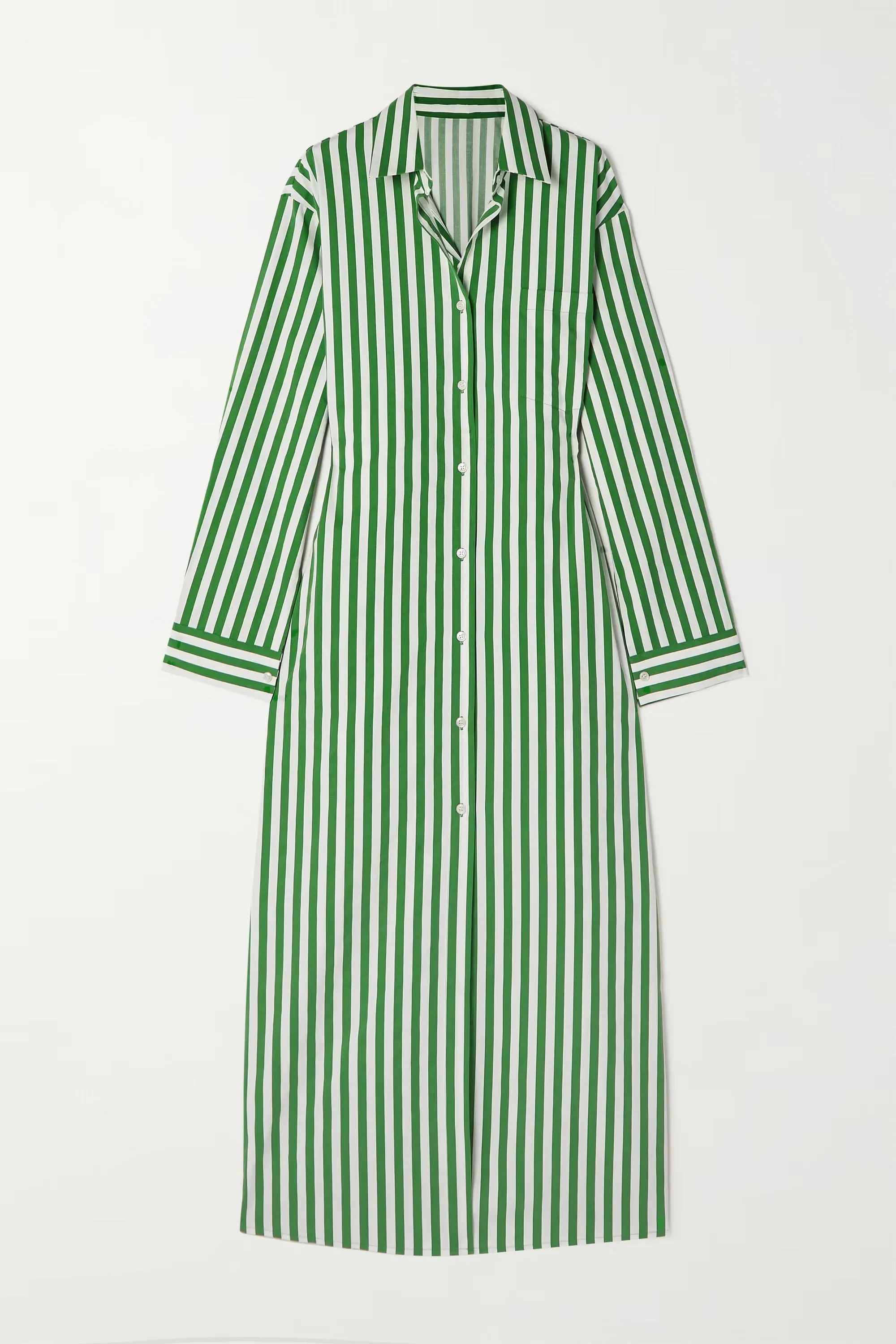 Green Gala Striped Shirt Dress