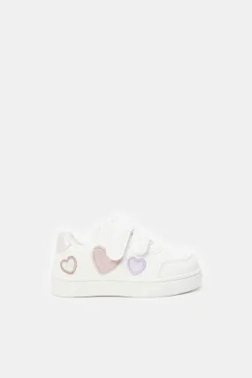 Infant Girls White Heart Trim Trainer