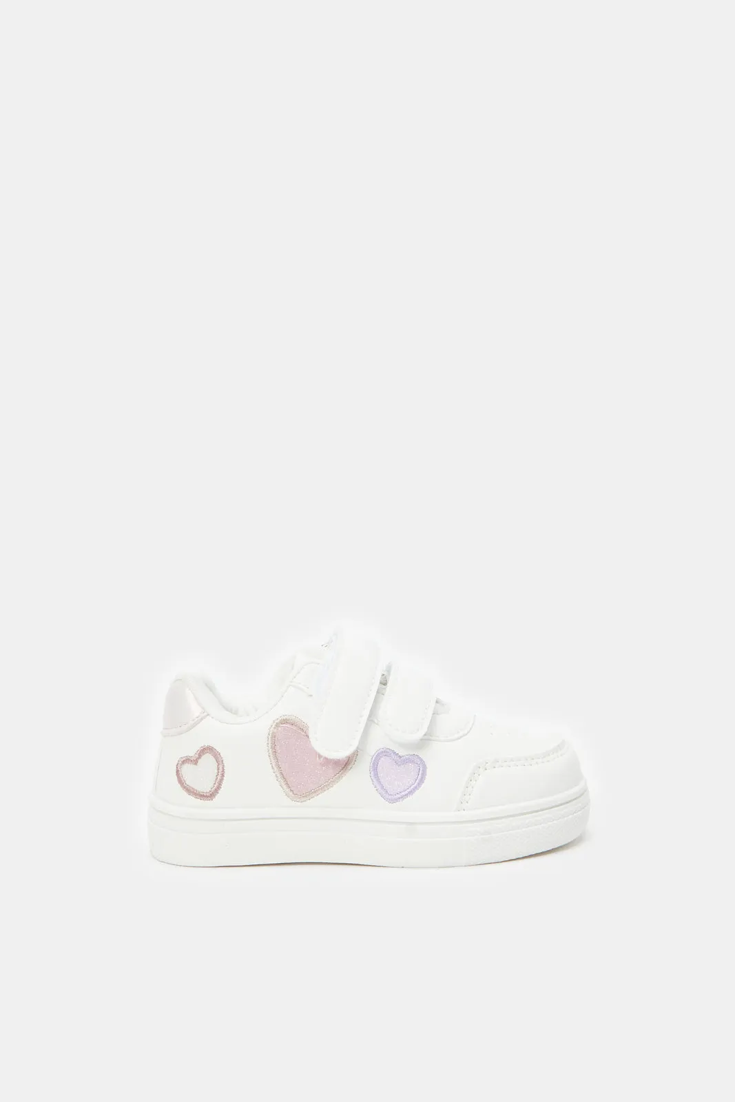 Infant Girls White Heart Trim Trainer