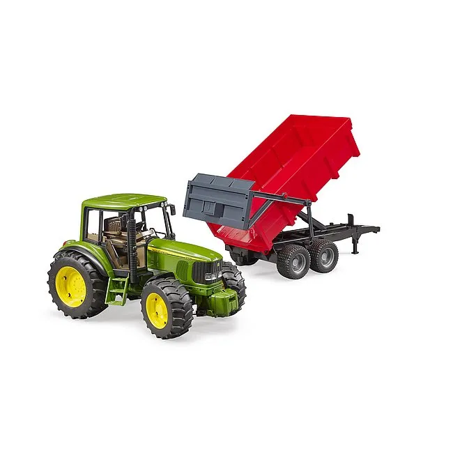 JOHN DEERE TRACTOR & RED TIPPING TRAILER