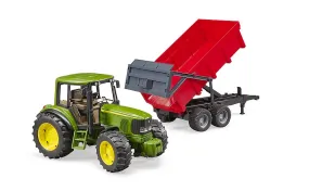 JOHN DEERE TRACTOR & RED TIPPING TRAILER