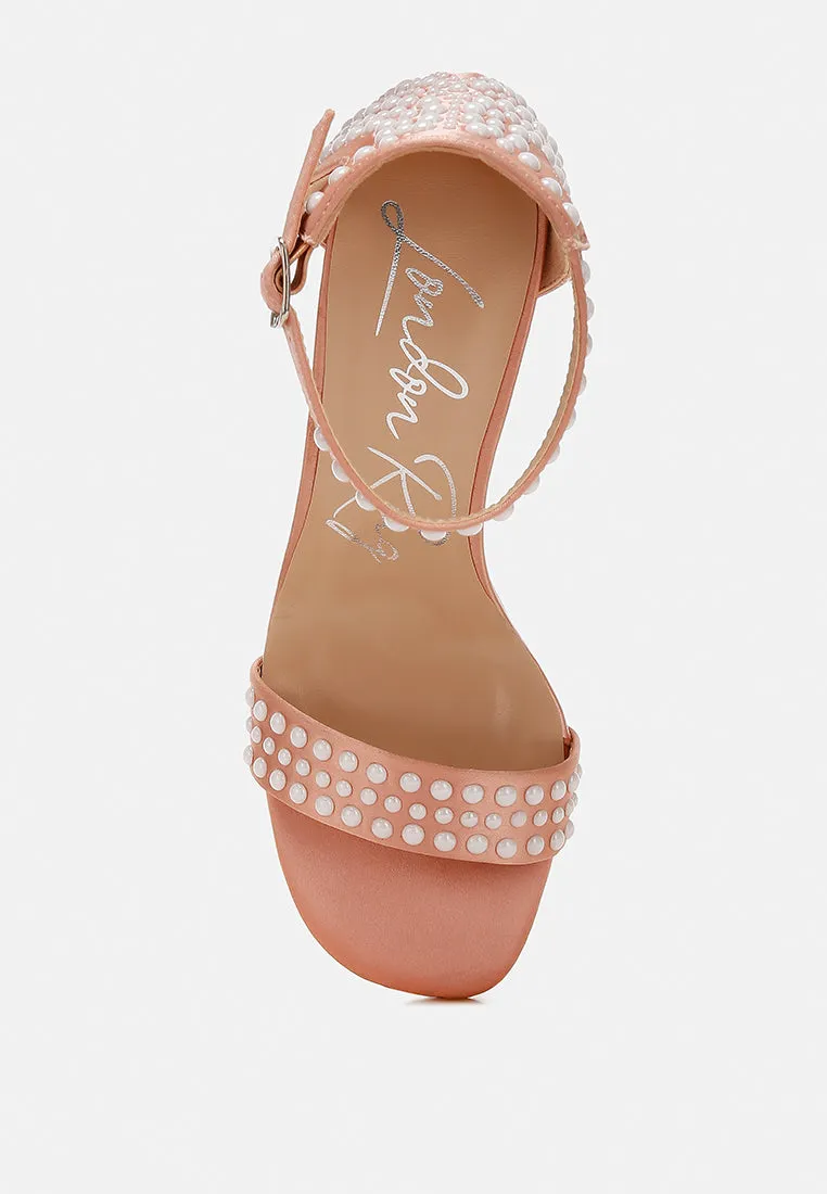 Klebba Pearls Embellished Satin Sandals