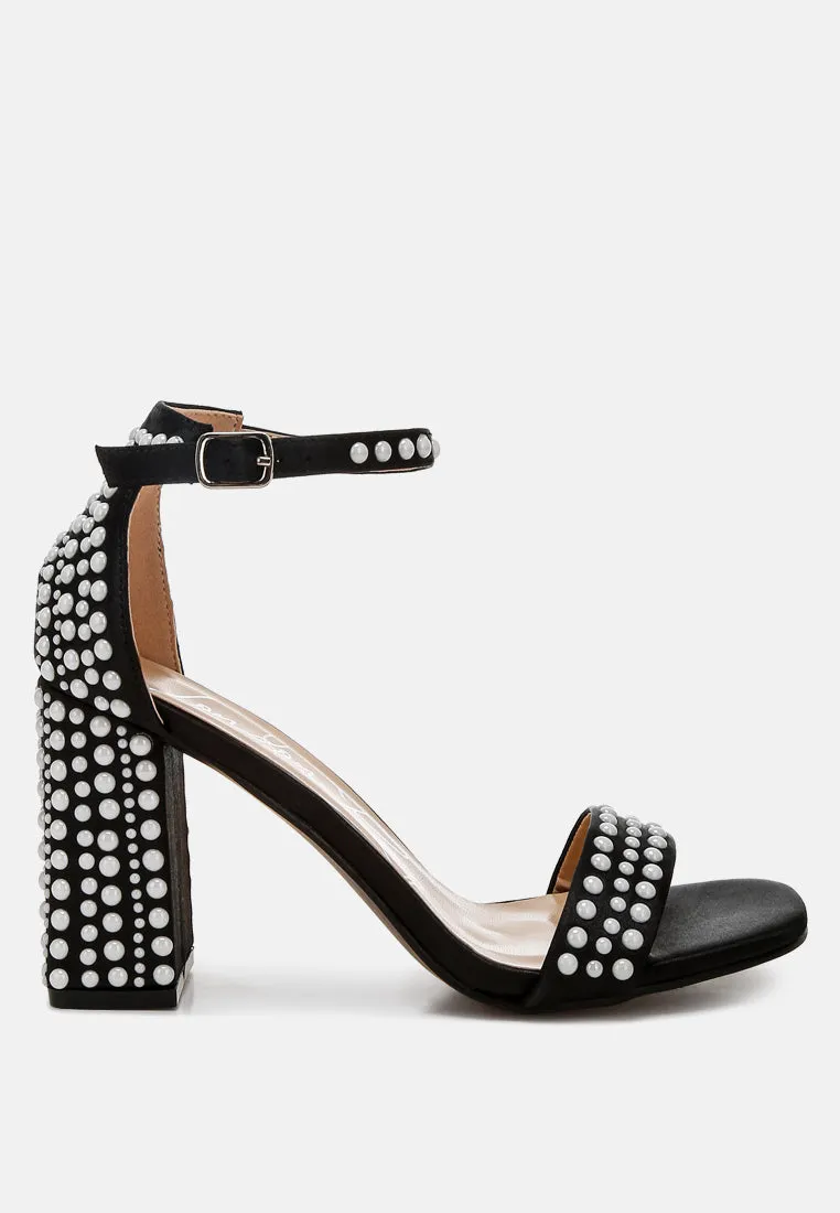 Klebba Pearls Embellished Satin Sandals