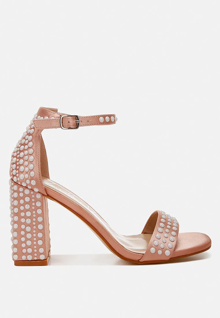 Klebba Pearls Embellished Satin Sandals