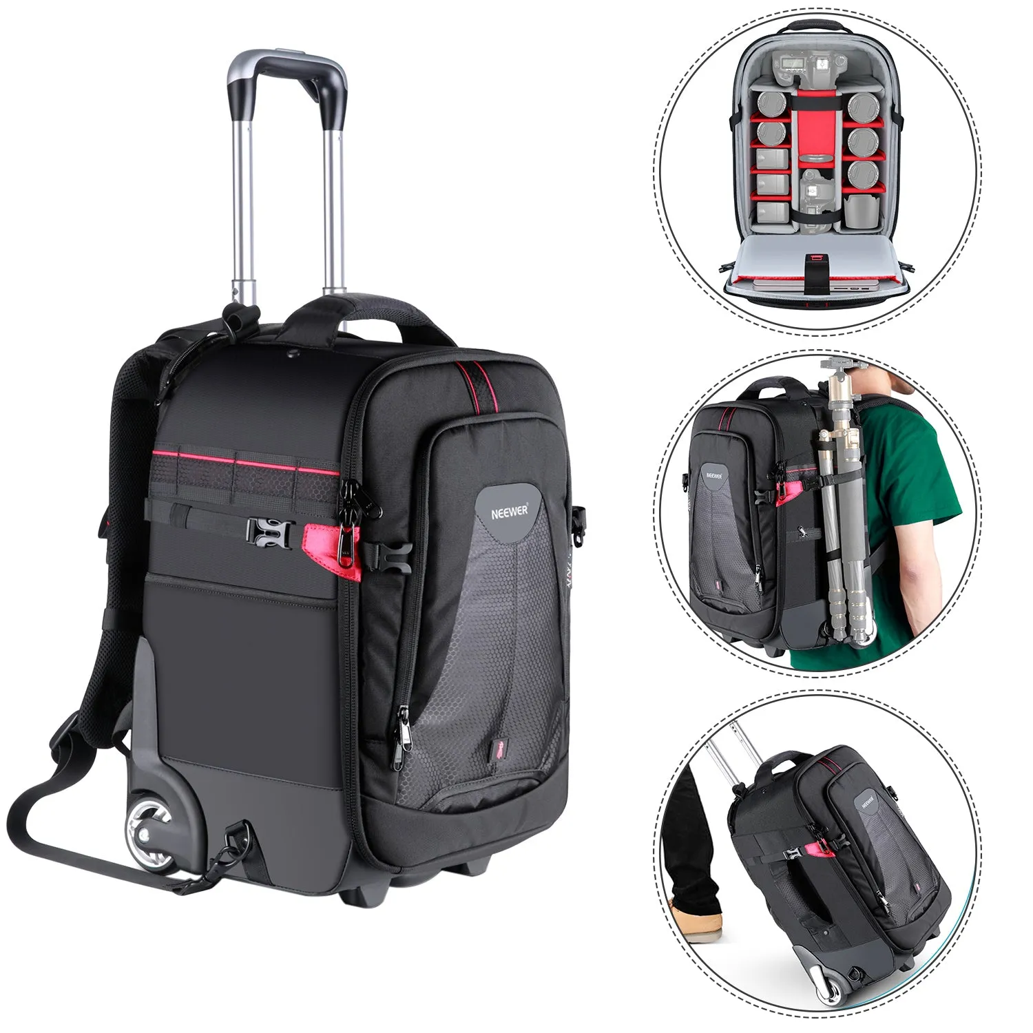 NEEWER 19.7"x13"x9.84" 2-in-1 Trolley Backpack