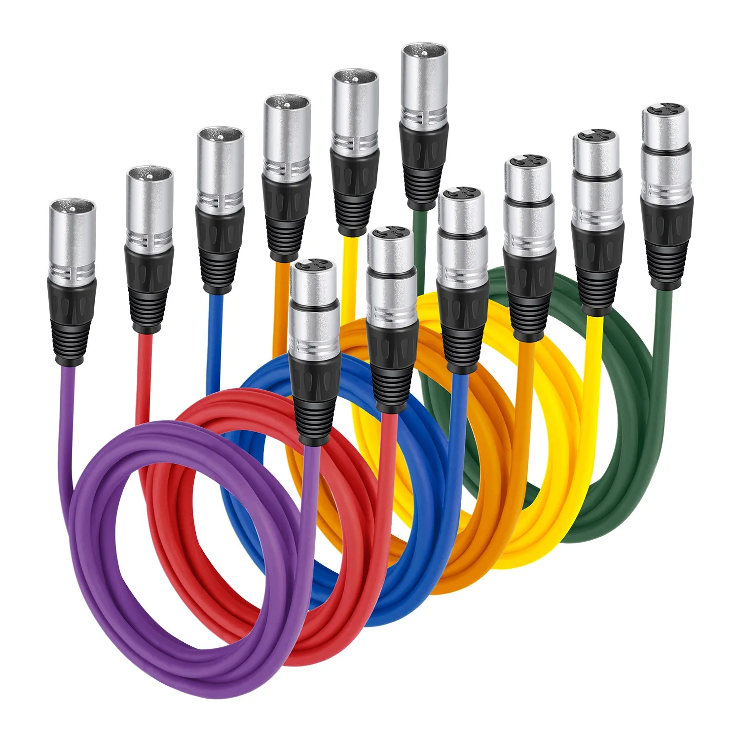 NEEWER 6-Pack XLR Male To XLR Female Color Microphone Cables