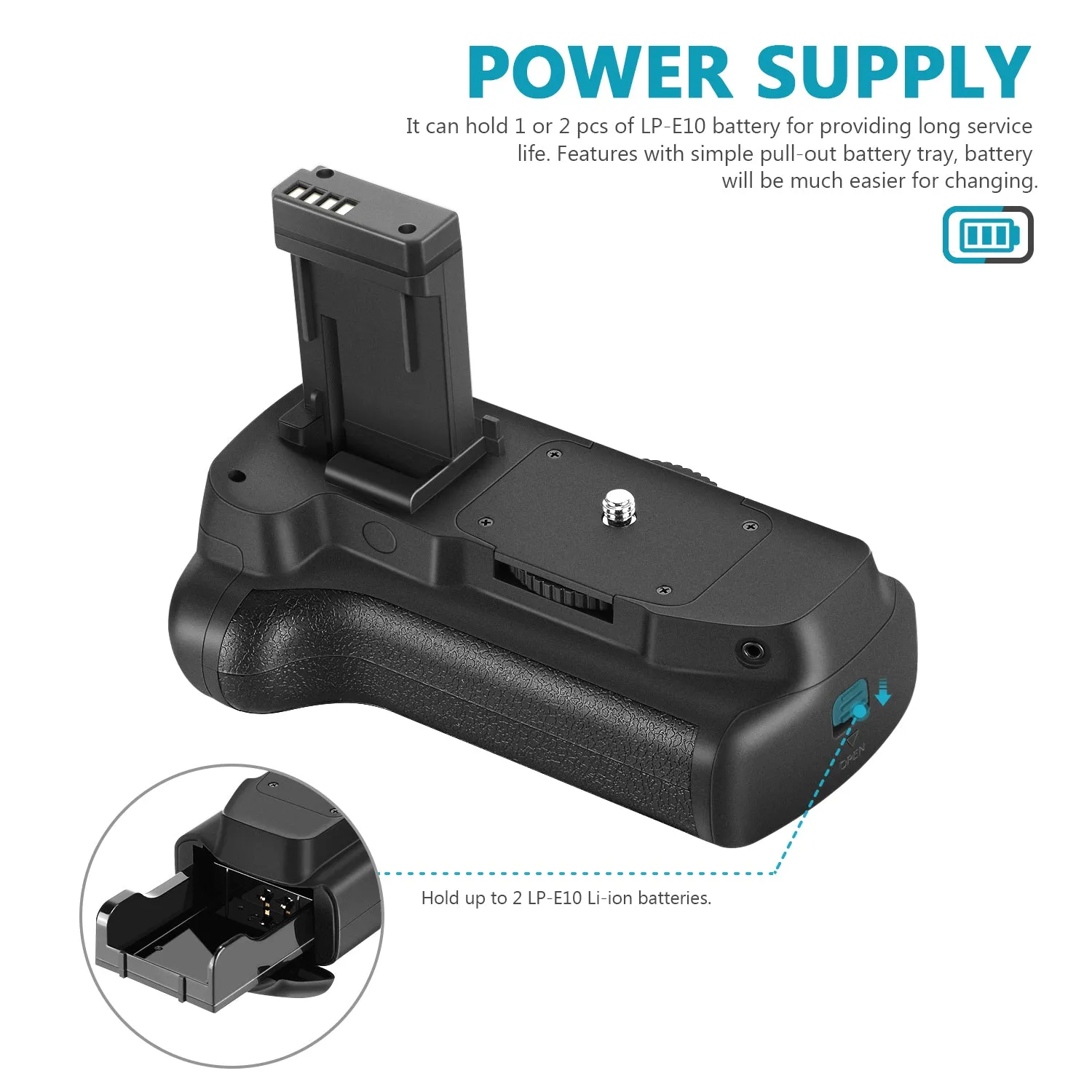 NEEWER Battery Grip For Canon EOS 1100D/1200D/ Rebel T3/Rebel T5Rebel T6