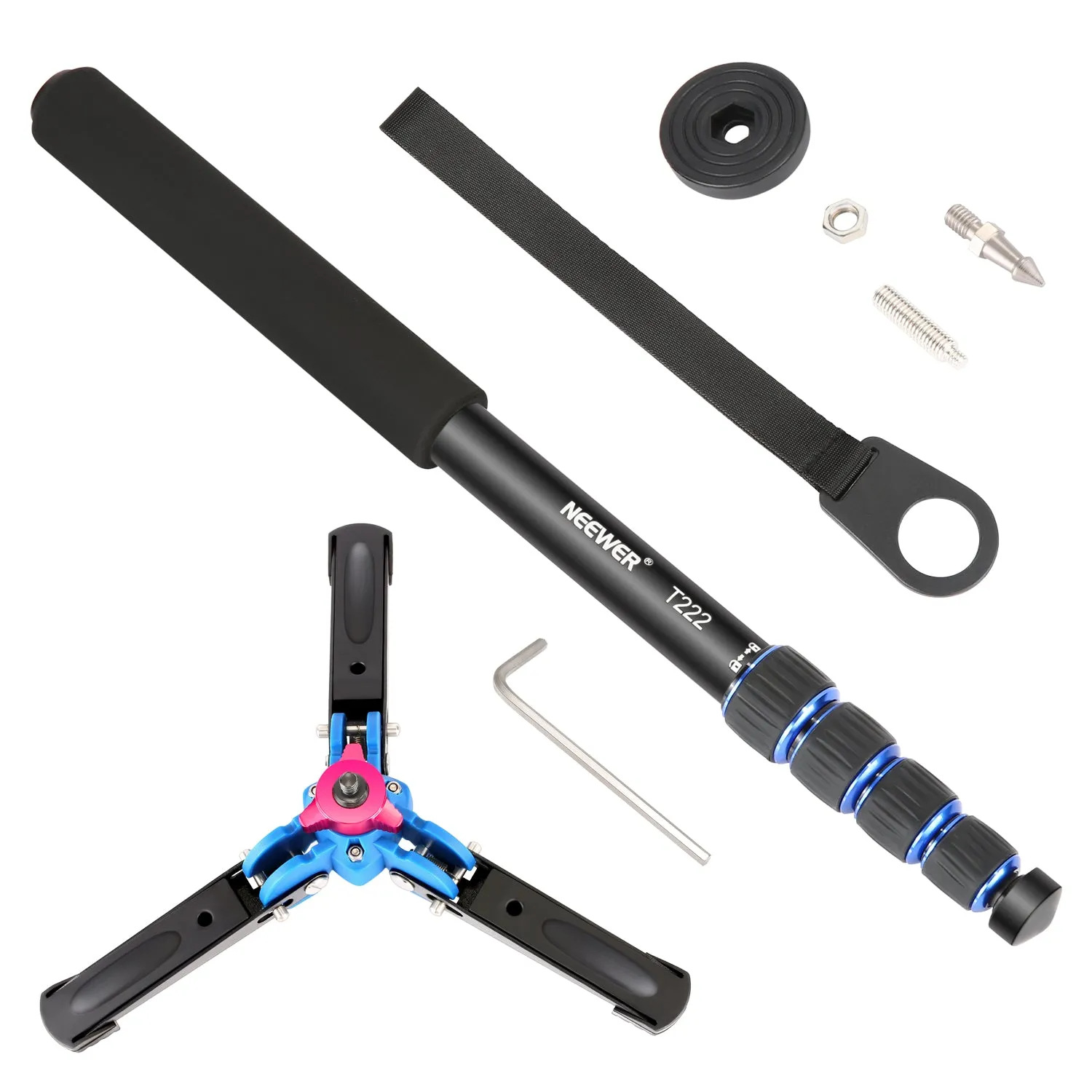 NEEWER Extendable Camera Monopod with Foldable Tripod Support Base